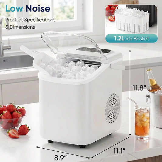 Portable Countertop Ice Maker With Scoop Basket And Carry Handle