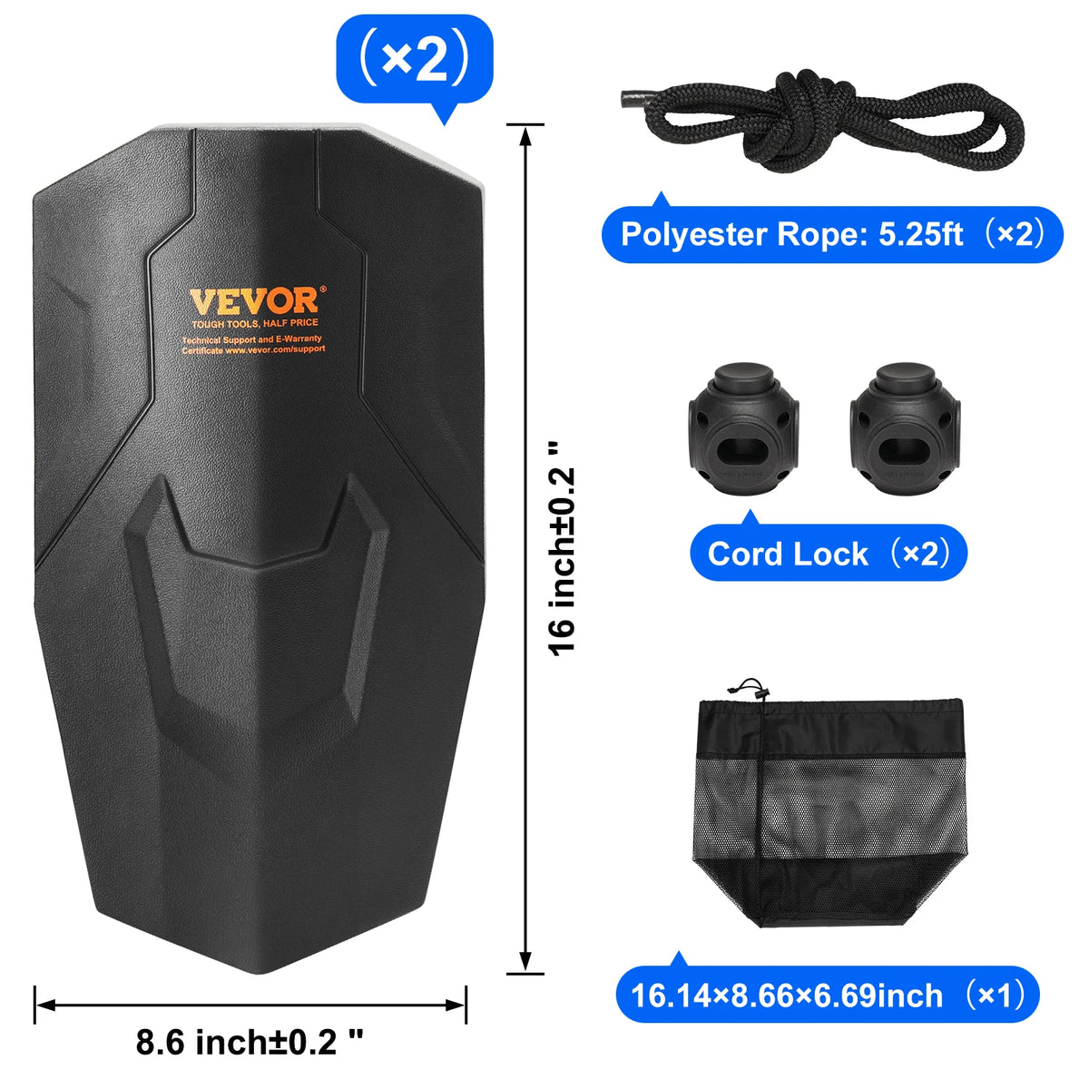 SucceBuy Inflatable Ribbed Marine Dock Fender With Air Pump