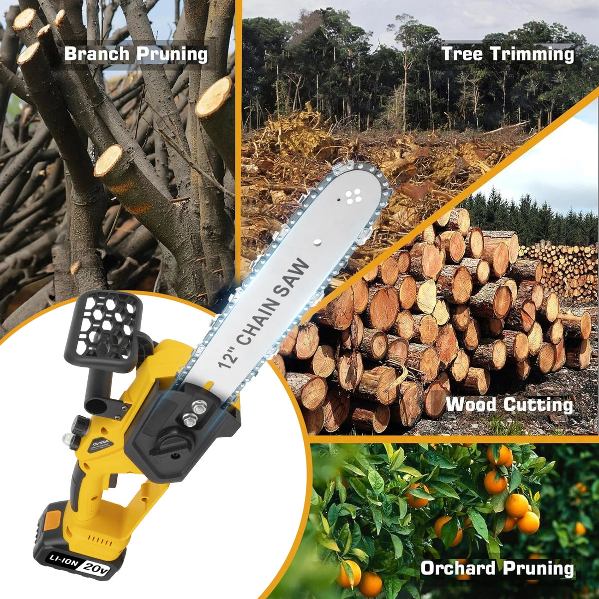 Tegatok Brushless Cordless Electric Chainsaw With Dual Batteries Included