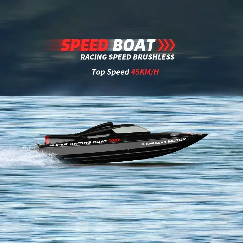 Jikefun Brushless RC Boat 55KMH Racing Speedboat With Two Batteries