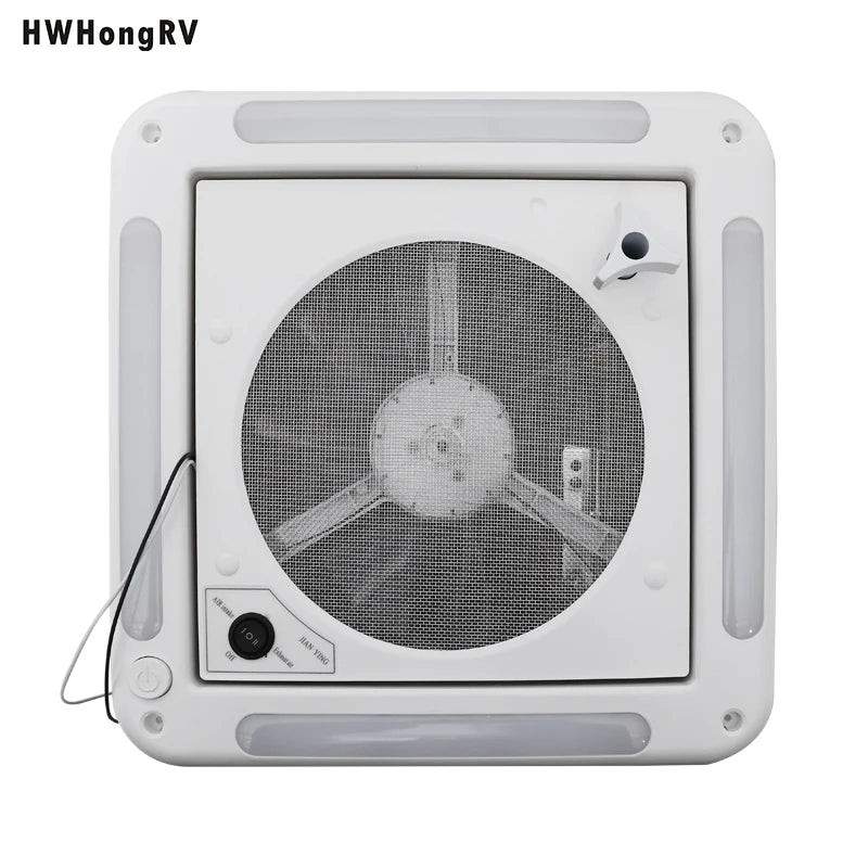 HWHONGRV 14"x14" RV Camper Roof Vent Fan, 12V 10-Blade Reversible Ventilation Fan with Smoke Cover, Manual Lift