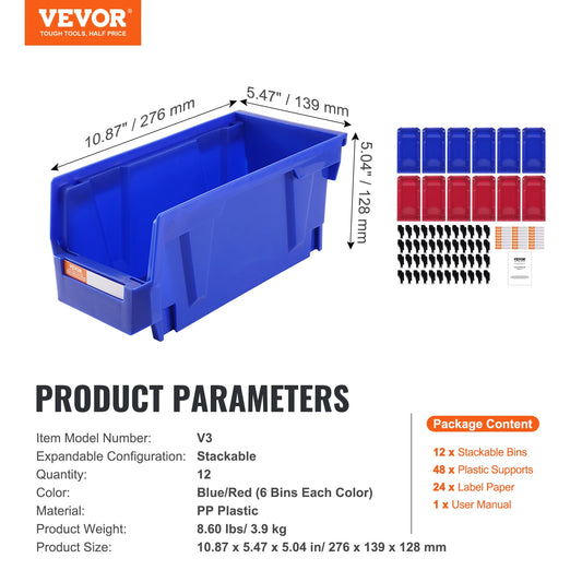 SucceBuy Stackable Plastic Storage Bins For Tools And Supplies