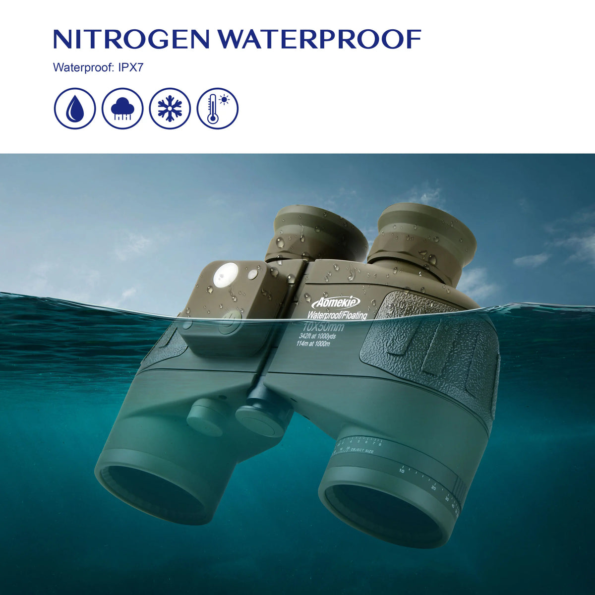 Marine Binoculars Featuring Rangefinder And Compass BAK4 Prisms Waterproof