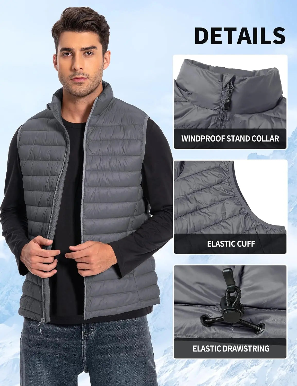 Pioneer Camp Men Packable Water Repellent Quilted Puffer Vest