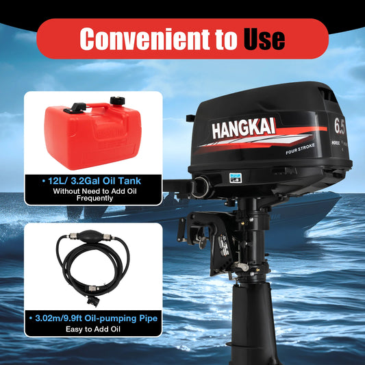 Bymaocar 6.5 Horsepower Gasoline Four Stroke Outboard Motor Short Shaft