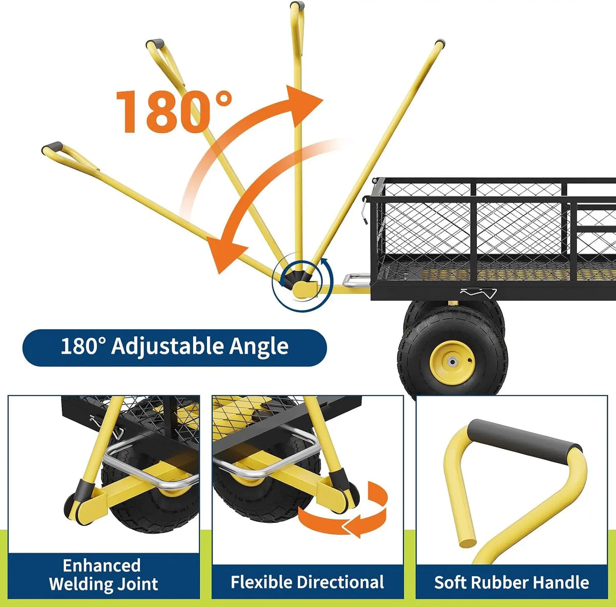 Garvee Steel Folding Garden Cart With Removable Mesh Sides