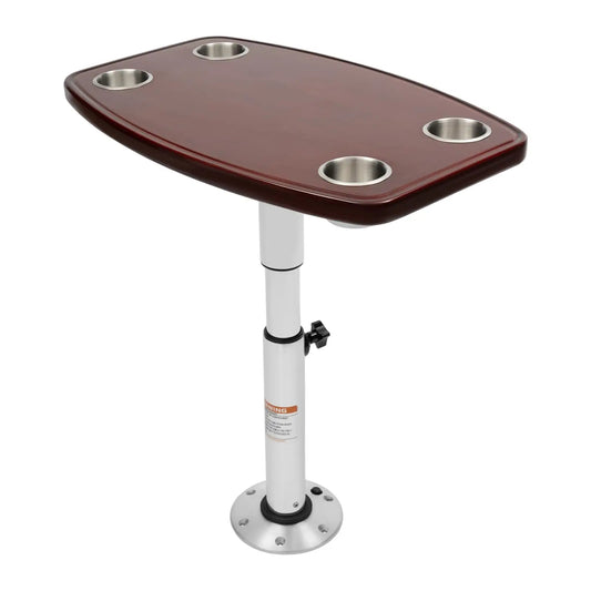 Removable RV & Boat Pedestal Table, 22–28 Inch, 4 Cup Holders