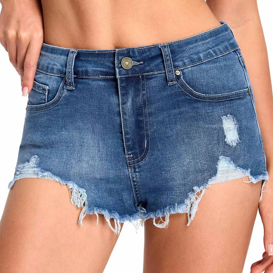 The Gym People Women's Stretchy Ripped Denim Shorts