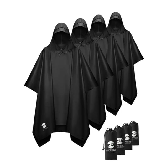 Waterproof Hooded Rain Poncho Jacket For Adults And Children