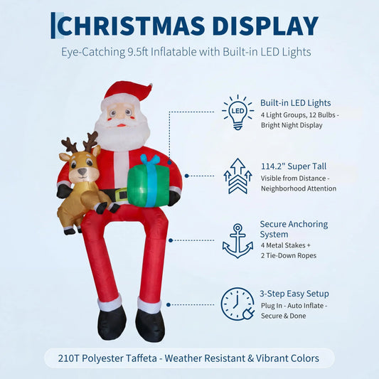 Led Illuminated Inflatable Santa Claus Outdoor Christmas Decoration