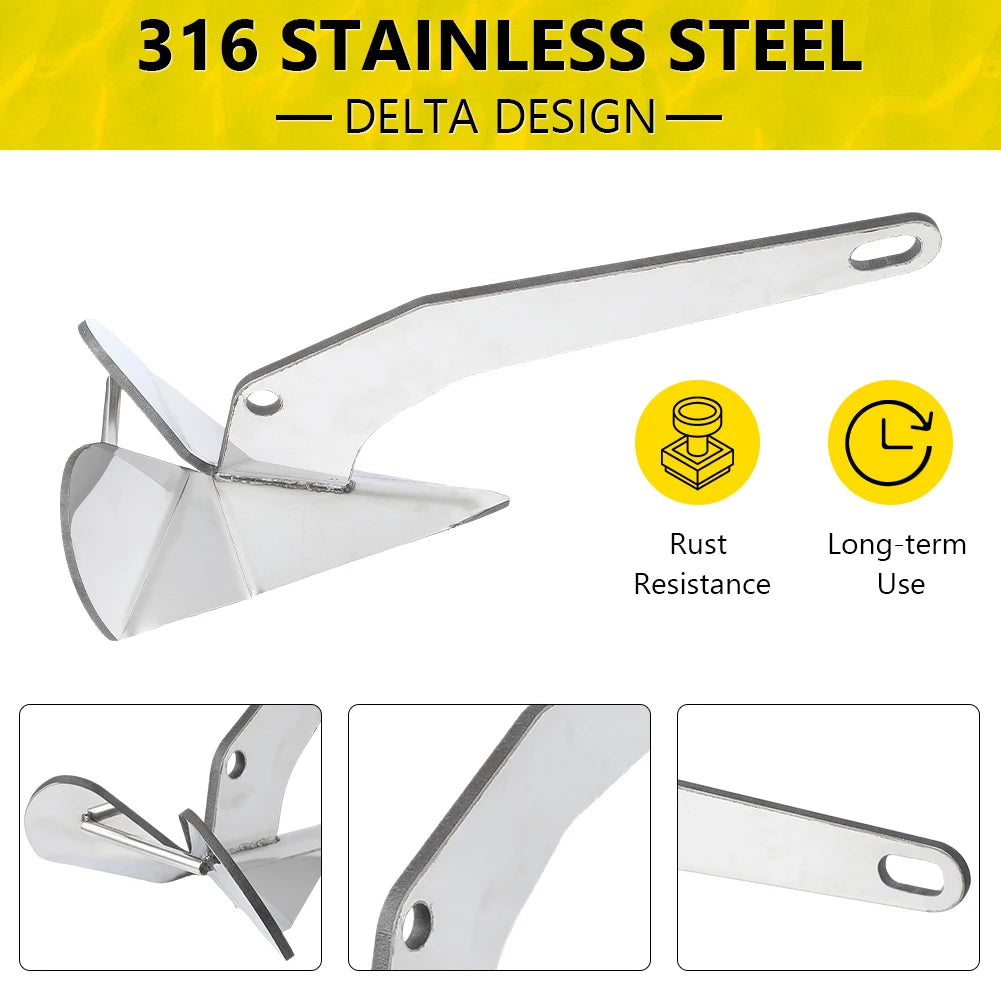 HiMISS Triangle Boat Anchor 316 Stainless Steel Delta Style