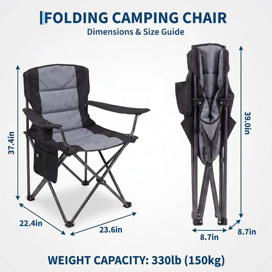 HiMISS Heated Folding Camping Chair With Cup Holder Zones