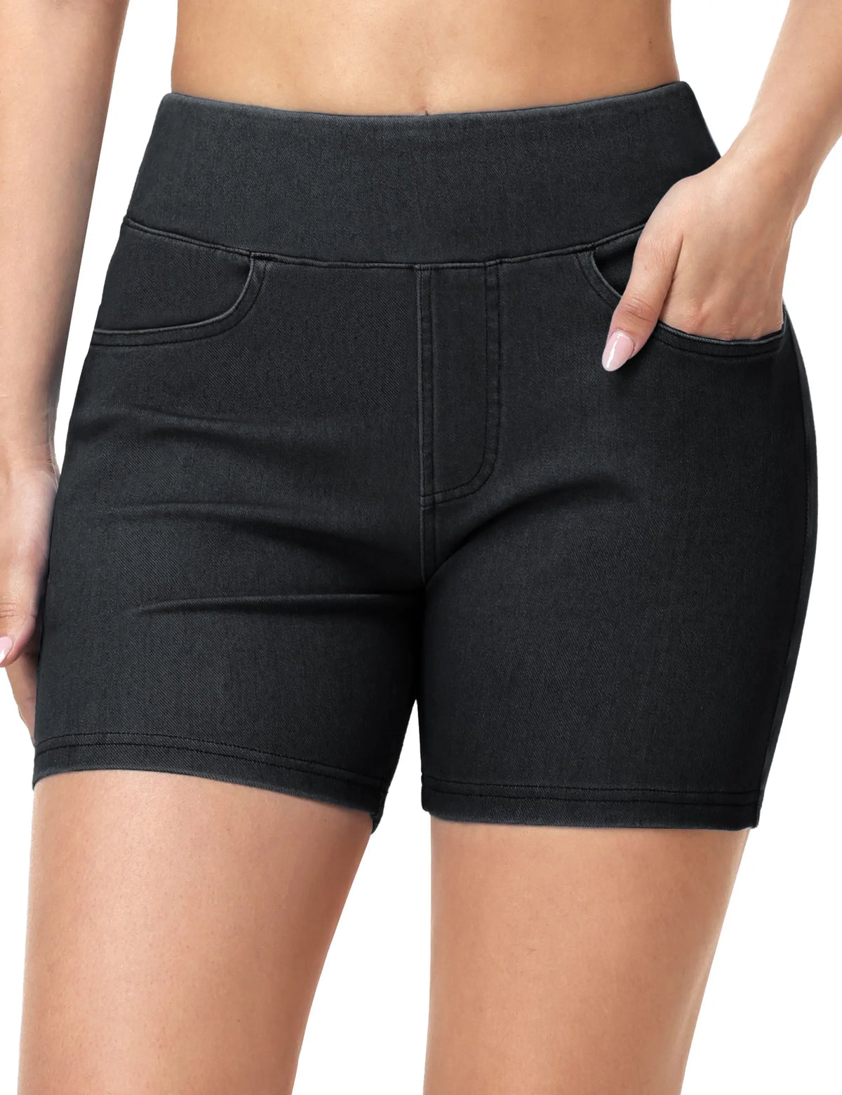 The Gym People Womens High Waisted Cotton Stretch Denim Shorts