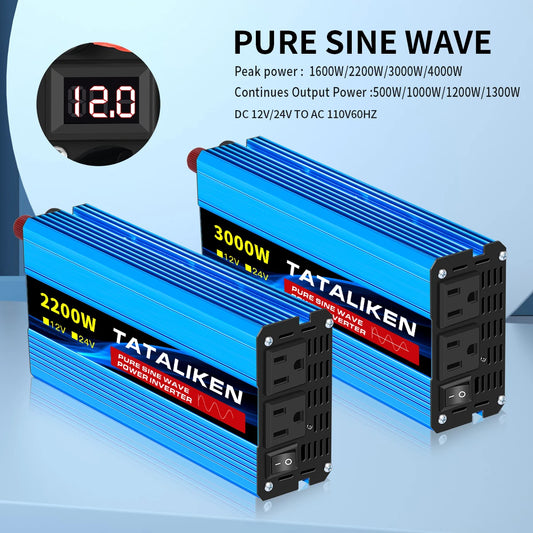 Tataliken Pure Sine Wave Portable DC To AC Power Inverter