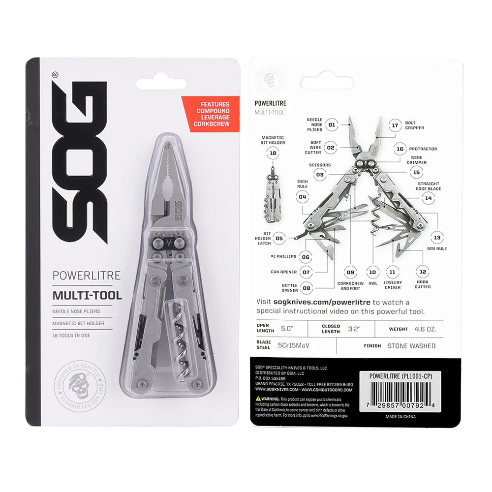 SOG PowerLitre Multifunctional Pocket Tool With Stainless Steel Pliers