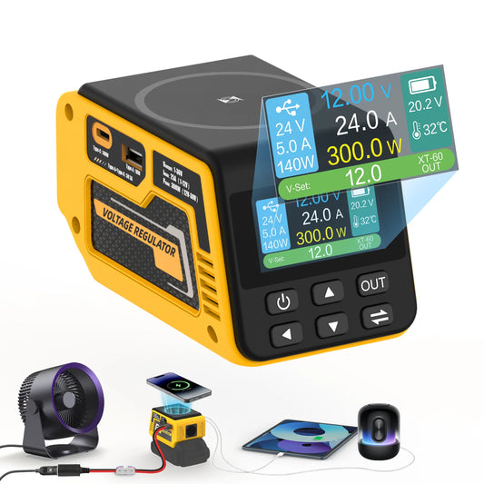 Adjustable DC Voltage Regulator With 300W And 100W Fast Charge