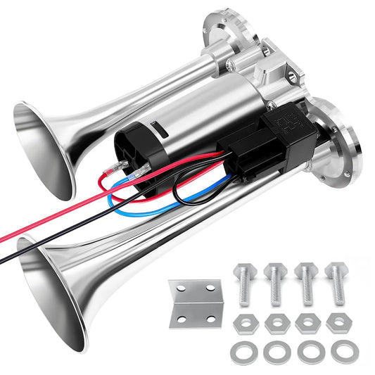Heavy Duty Dual Trumpet Air Horn 12V Electric For Vehicles