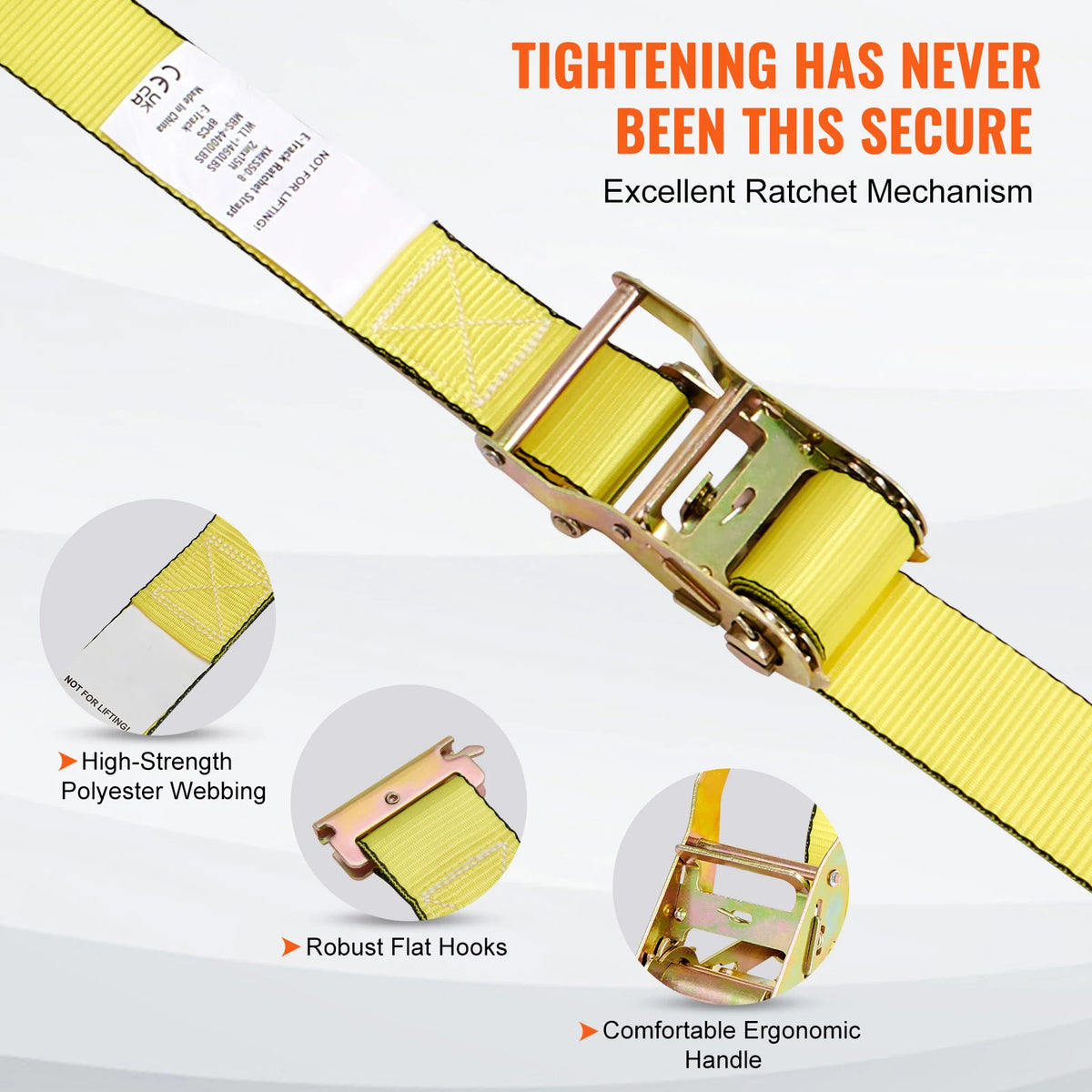 SucceBuy E-Track Ratchet Tie-Down Straps, 8-Pack, 2 in x 15 ft