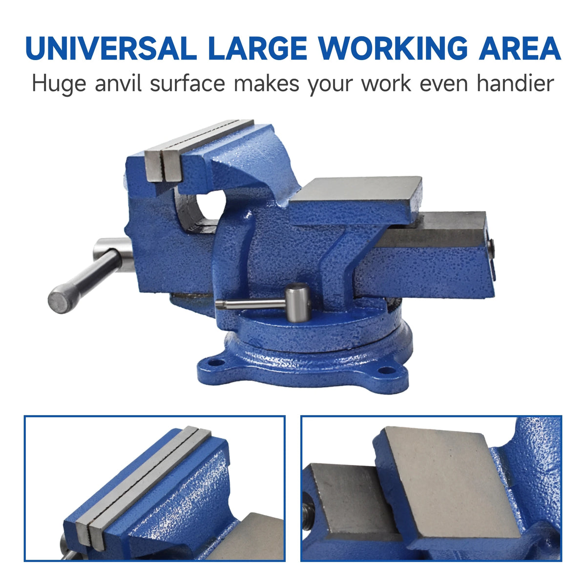 Industrial Cast Iron Bench Vise With Swivel Base And Anvil