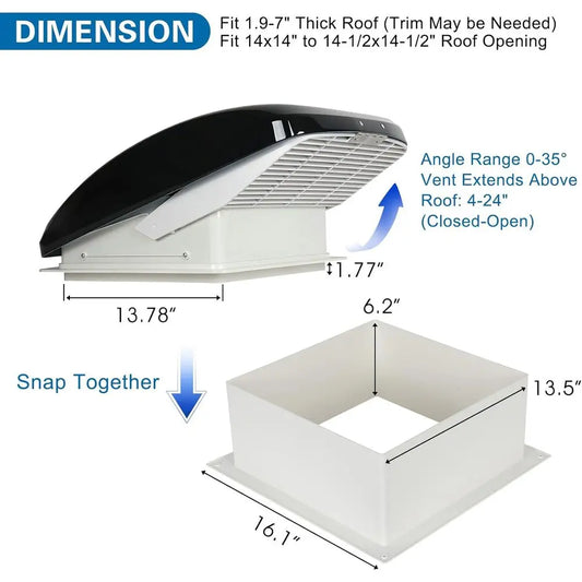 Manual RV Roof Vent Fan With Rain Shield Reversible Airflow