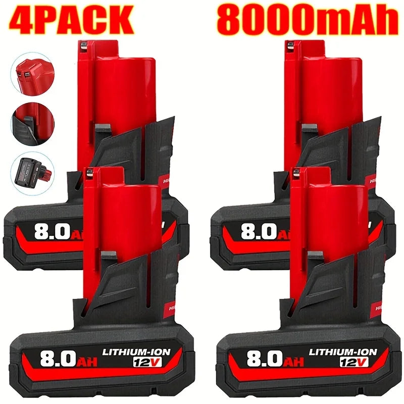8.0Ah Replacement Battery for Milwaukee M12 12V Tools