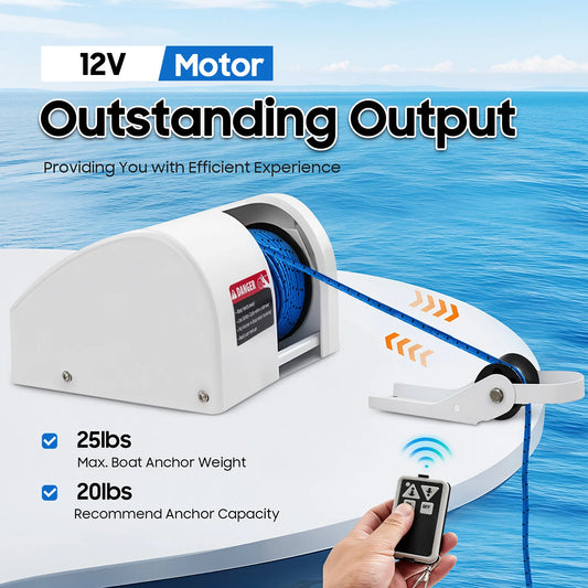 Durable Electric Boat Anchor Winch With Convenient Wireless Remote Control