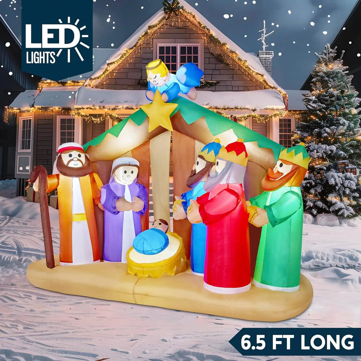 Joyfy Christmas Inflatable Nativity Scene With Led Lights