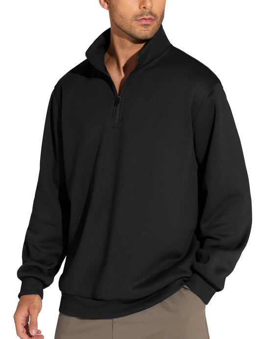 The Gym People Men Long Sleeve Half Zip Fleece Sweatshirt