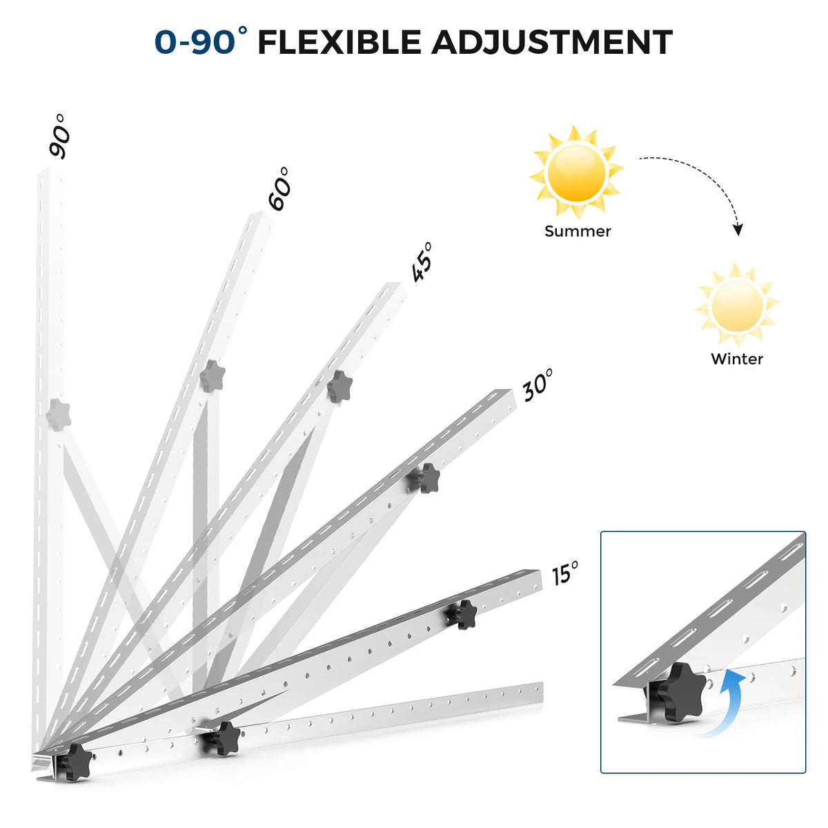Rvpozwer Adjustable Solar Panel Bracket Aluminum For RV Boat Roof