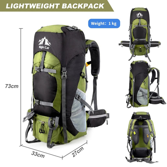 Night Cat Frameless Hiking Backpack, 70L or 90L