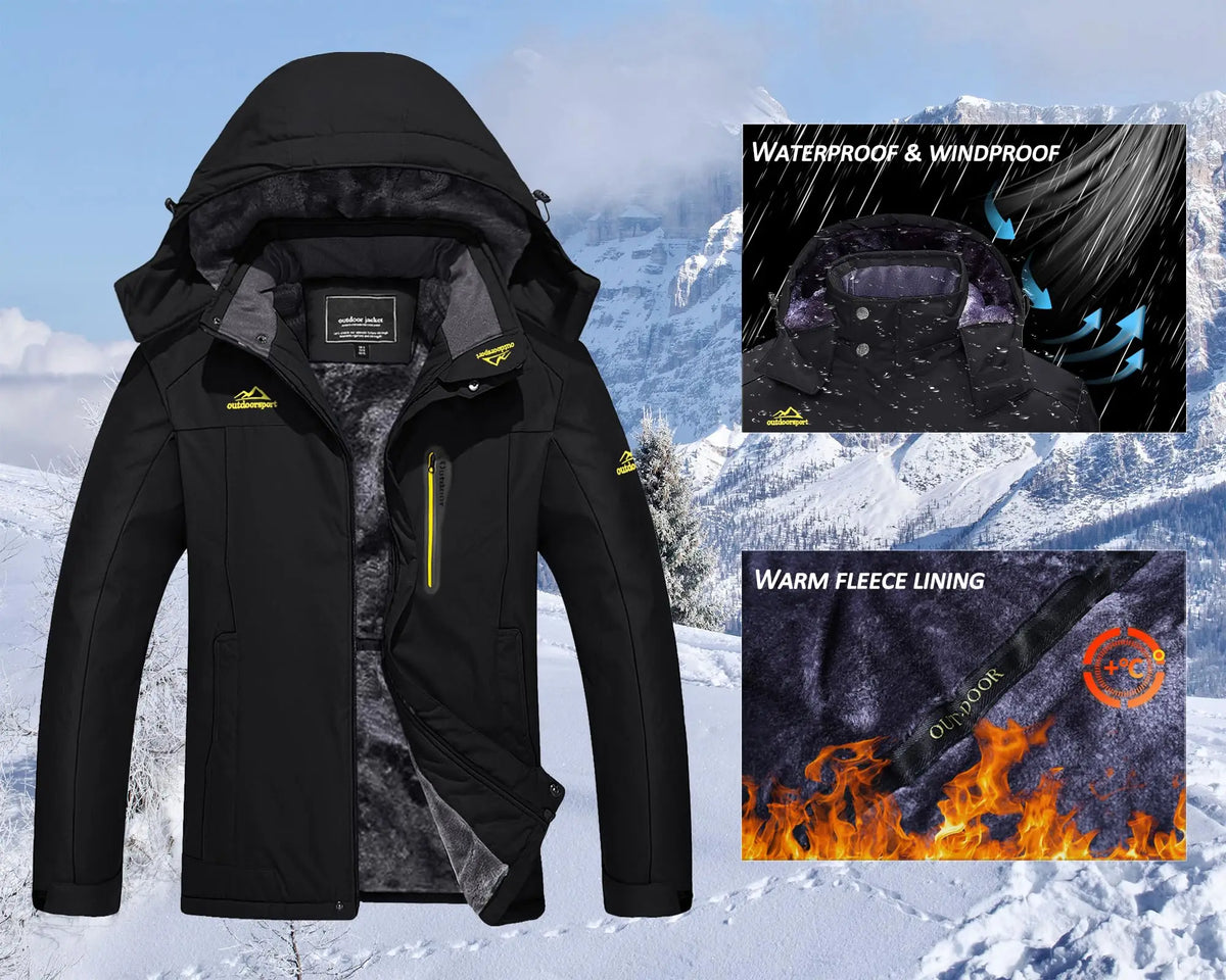 Cavva Men Waterproof Fleece Lined Winter Parka With Removable Hood