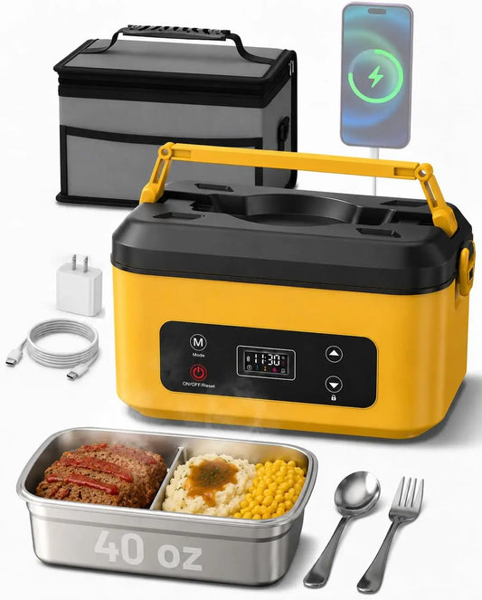 TaskStar Heated Lunch Box Cordless Battery Powered Rechargeable Timer