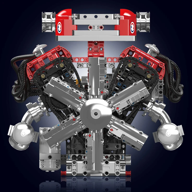 Mould King V12 Engine Building Block Assembly Model Kit