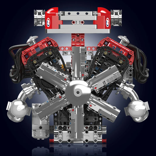 Mould King V12 Engine Building Block Assembly Model Kit