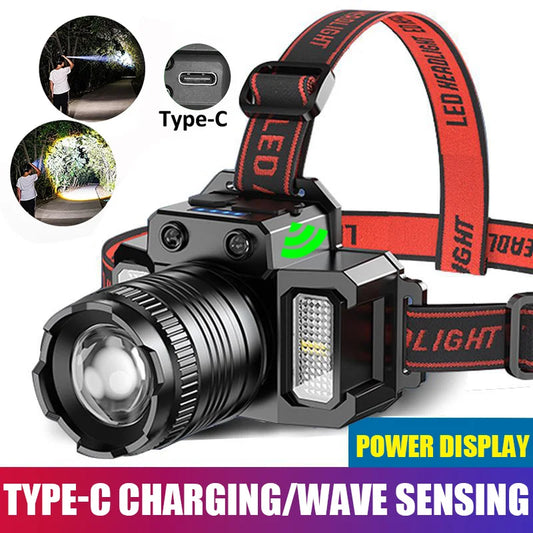 Rechargeable LED Sensor Headlamp for Camping with Battery Included