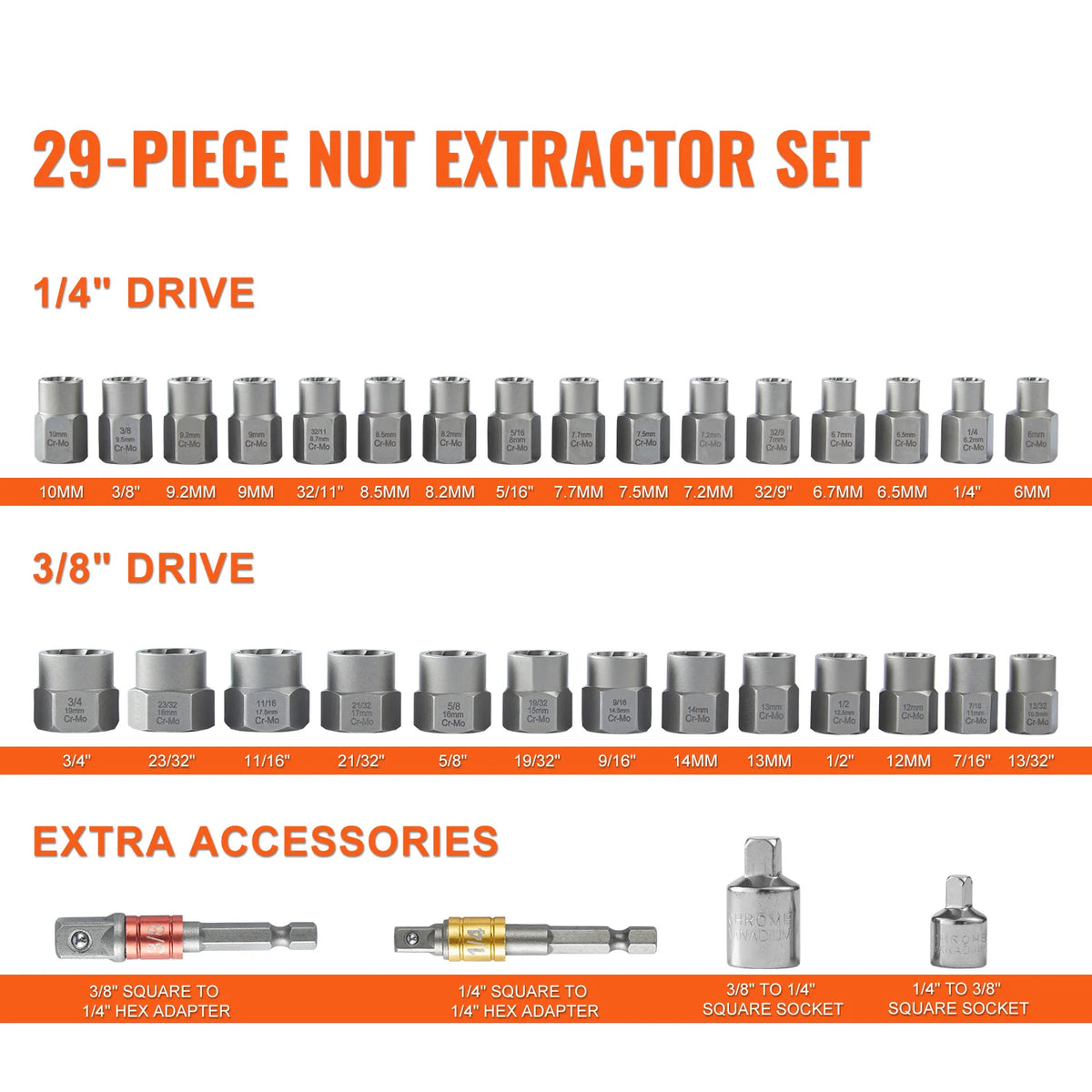 SucceBuy Professional Bolt Extractor Socket Set For Stuck Nuts
