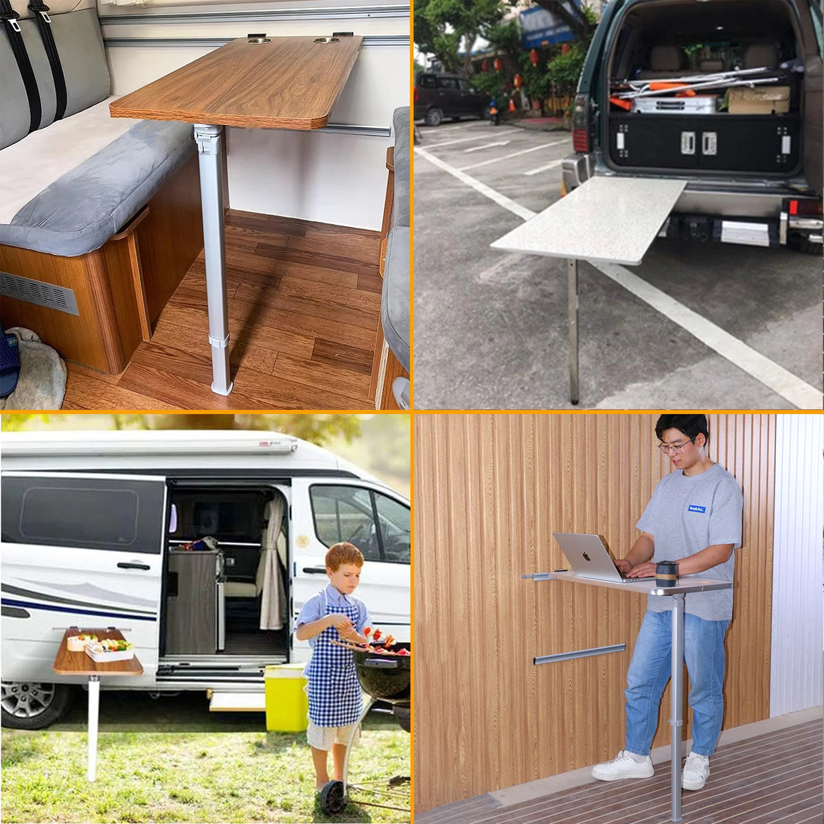 54CM-93cm Camper Folding Telescopic Table Legs with Two 50cm Crossbars, Adjustable Table Legs Telescoping Legs RV Table Legs