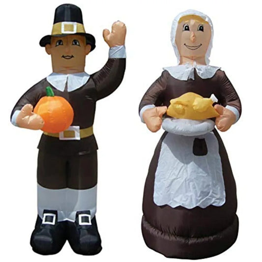 OLOEY Inflatable Pilgrim Man And Woman Thanksgiving Yard Decor