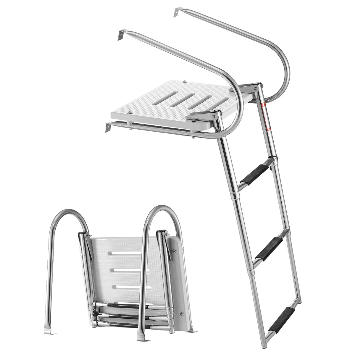 Folding SucceBuy Telescoping Stainless Steel Ladder