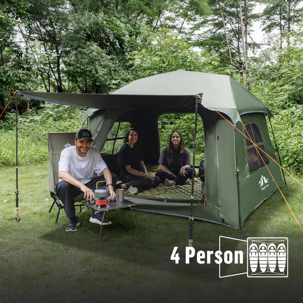 Night Cat Four Person Pop Up Blackout Cabin Camping Tent