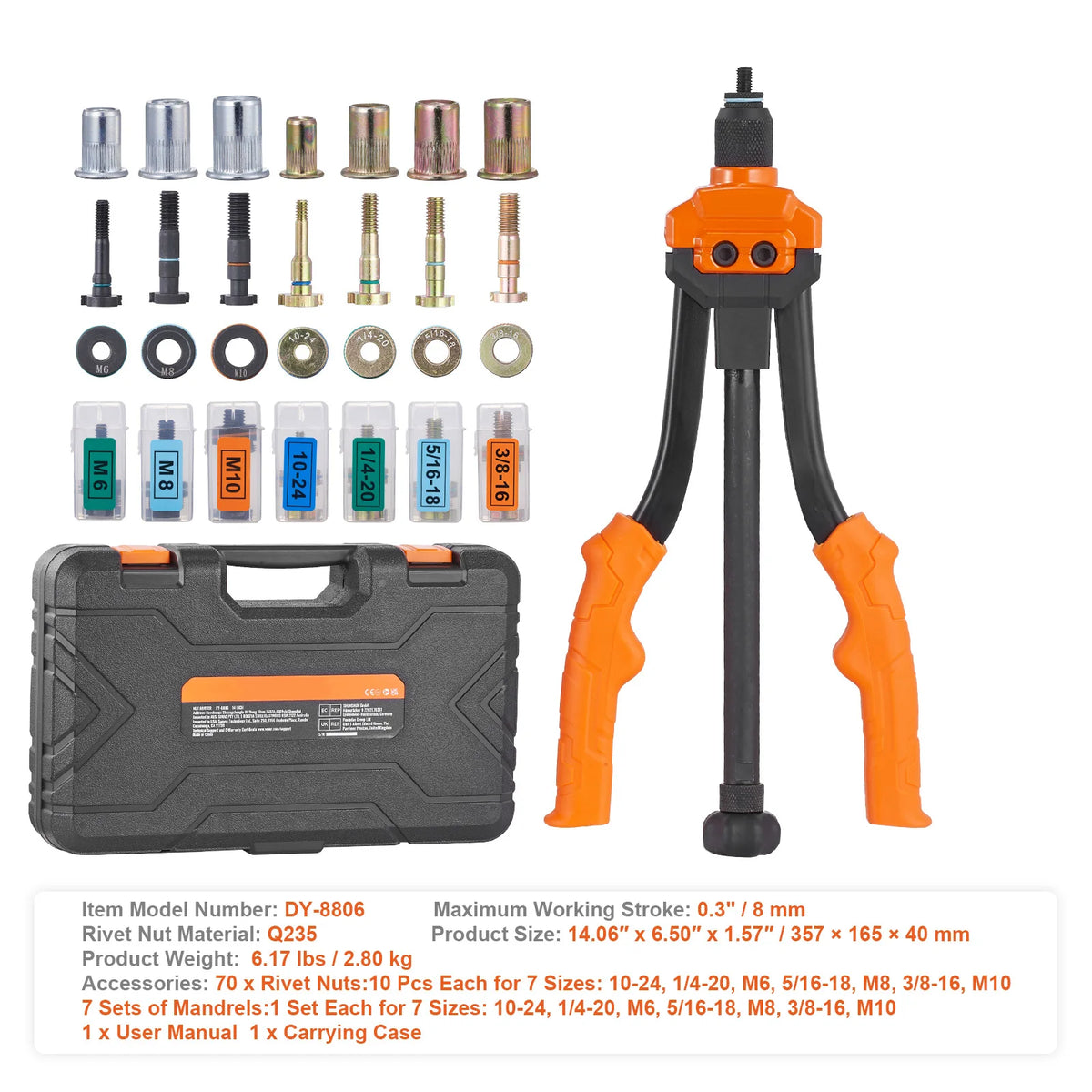 SucceBuy Rivet Nut Tool Kit With Mandrels And Fasteners