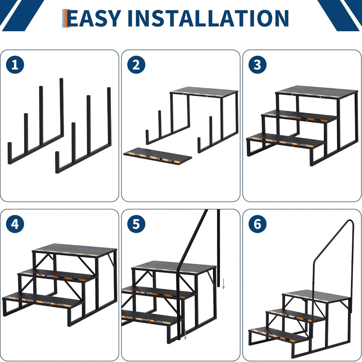 Himiss Durable Carbon Steel RV Stairs With Secure Handrail