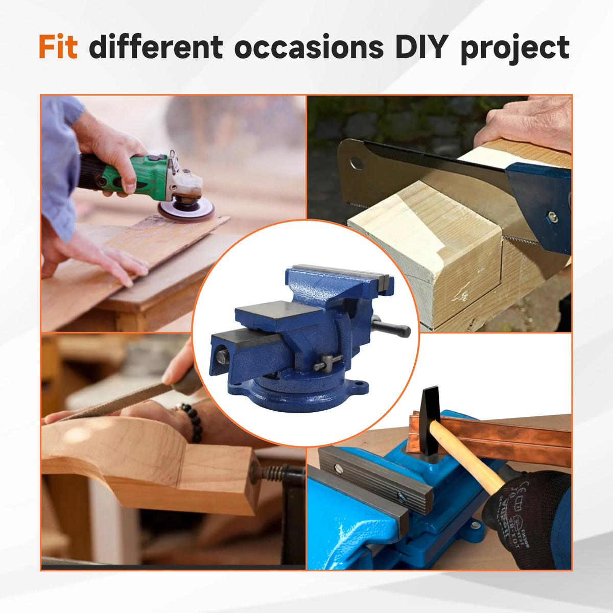 Industrial Swivel Bench Vise With Anvil And Tabletop Clamp