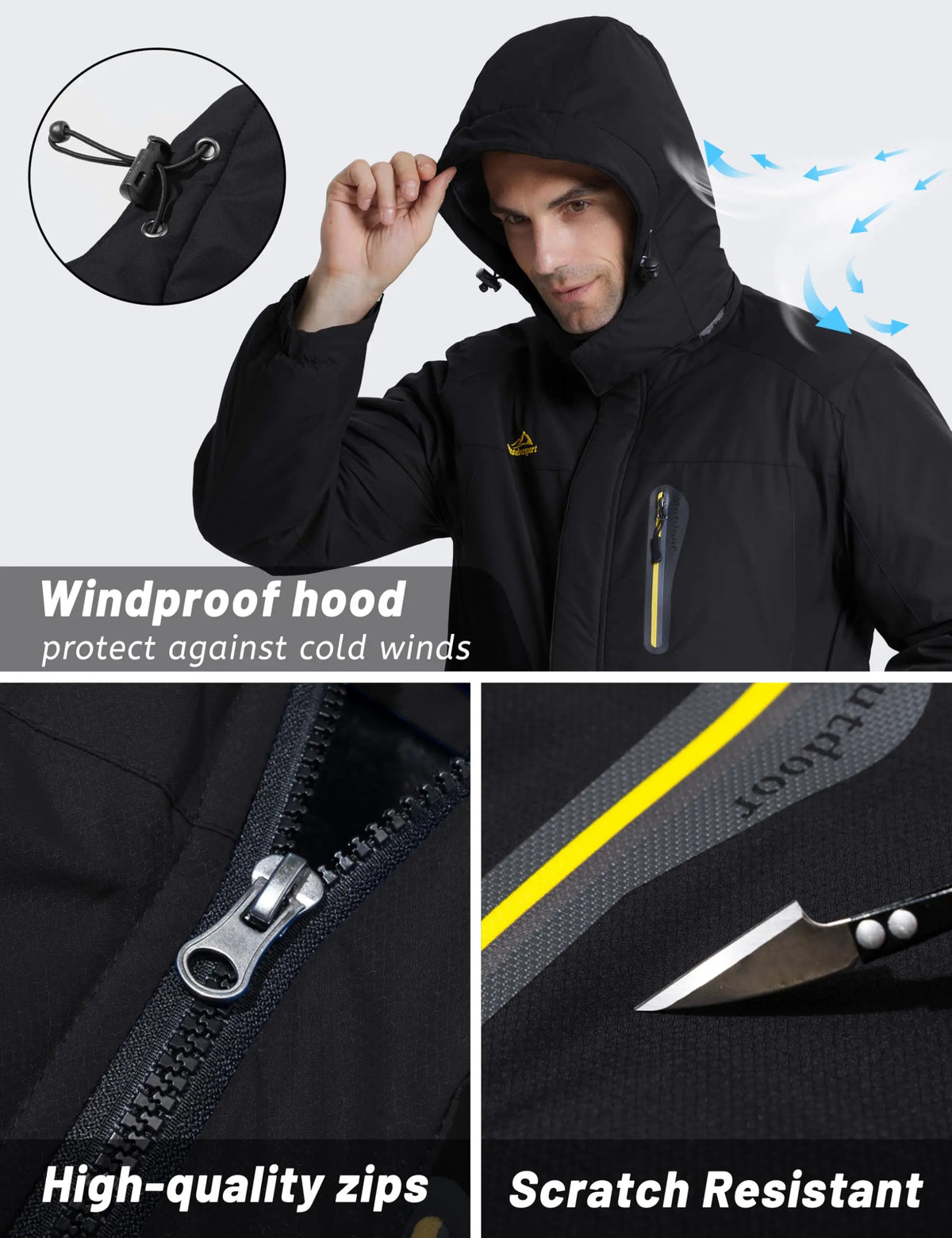 Cavva Men Waterproof Fleece Lined Winter Parka With Removable Hood