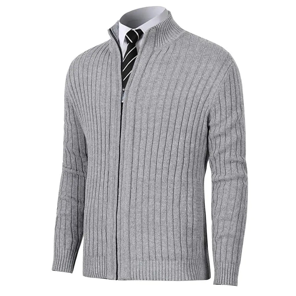 Pioneer Camp Full Zip Up Slim Fit Stand Collar Knit Sweater