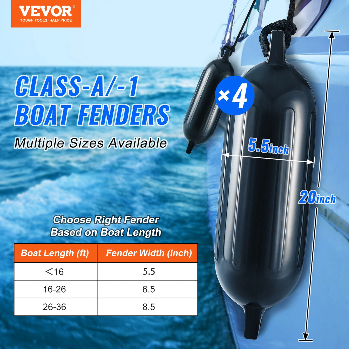 SucceBuy Inflatable Ribbed Marine Dock Fender With Air Pump