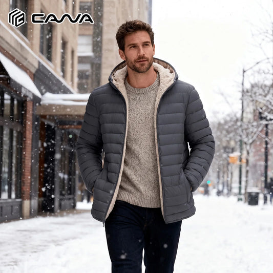 Cavva Men Hooded Sherpa Lined Windproof Winter Puffer Jacket
