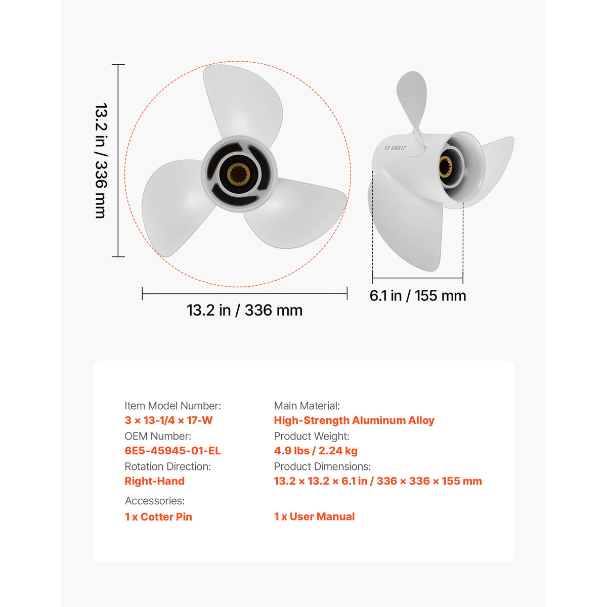 SucceBuy Aluminum Outboard Propeller For Yamaha Boats
