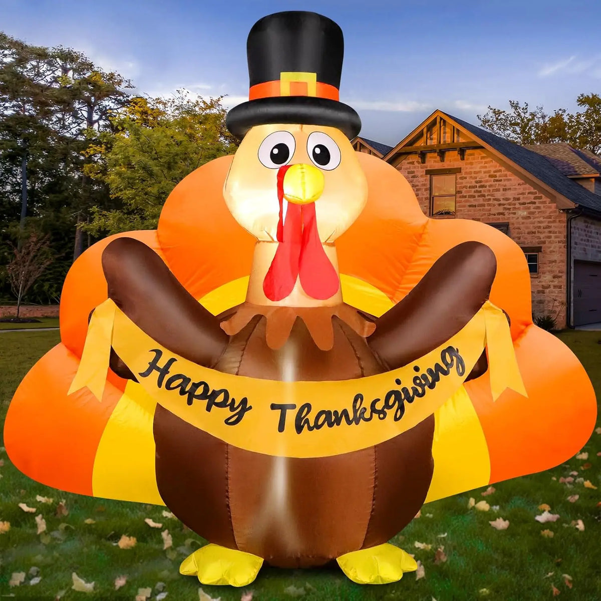 Shxi Thanksgiving Inflatable Turkey Outdoor Decor LED Lights