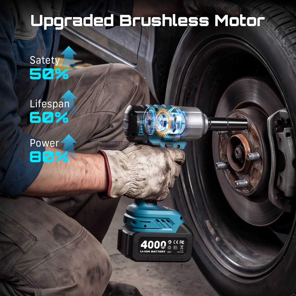 Seesii Cordless Impact Wrench And Brushless Drill Kit